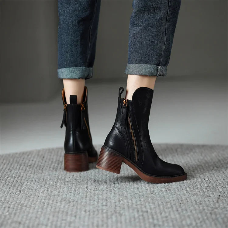 Cori | Lederstiefel mit Reißverschluss