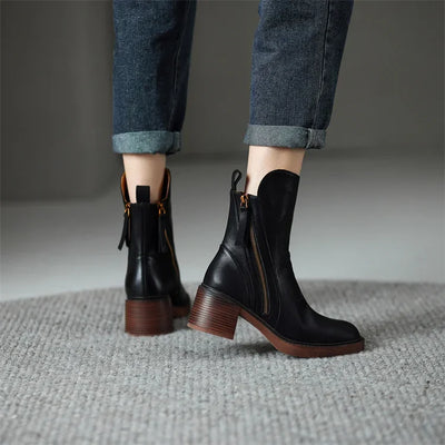 Cori | Lederstiefel mit Reißverschluss