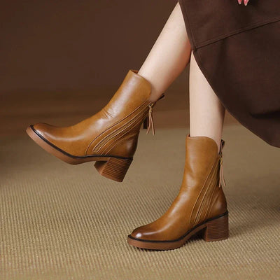 Cori | Lederstiefel mit Reißverschluss