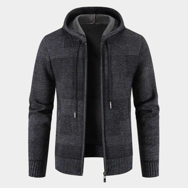 Stilvolle Winter Strickjacke mit Kapuze