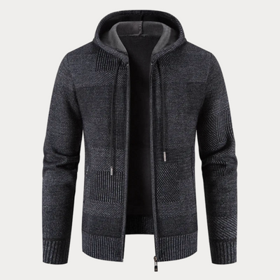 Stilvolle Winter Strickjacke mit Kapuze