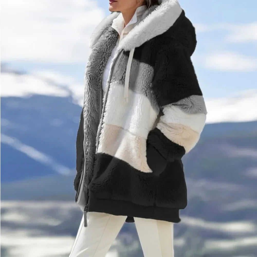 Damen Fleece Jacke | Mit Kapuze