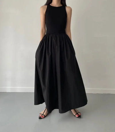 Ärmelloses elegantes langes Kleid schwarz - Marie