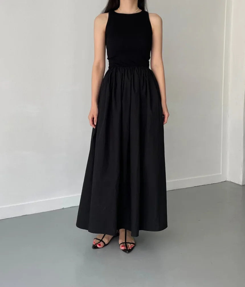 Ärmelloses elegantes langes Kleid schwarz - Marie