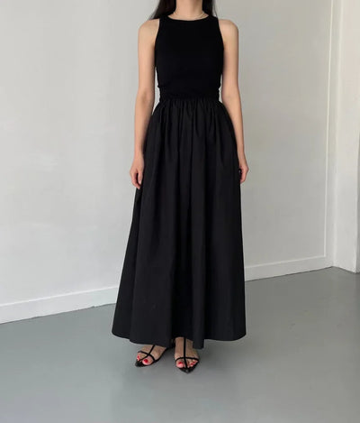 Ärmelloses elegantes langes Kleid schwarz - Marie