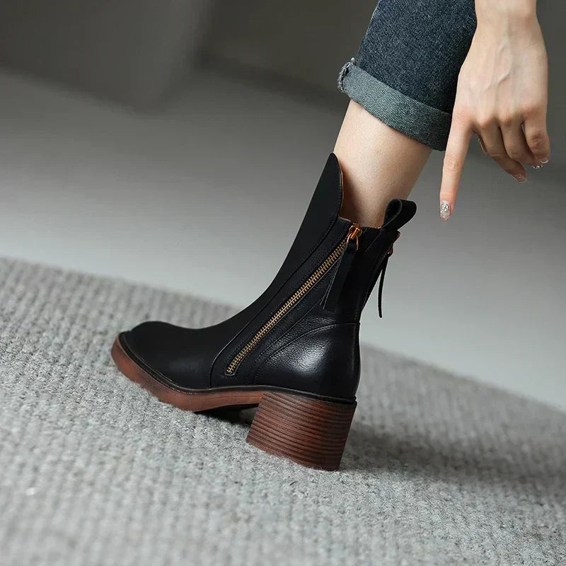 Cori | Lederstiefel mit Reißverschluss