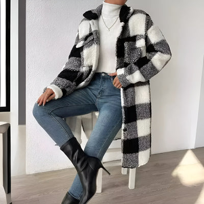 Sichtbarer Karo-Mantel für Damen
