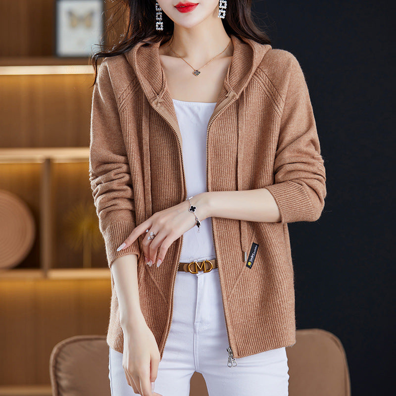 Strickjacke mit Kapuze für Damen