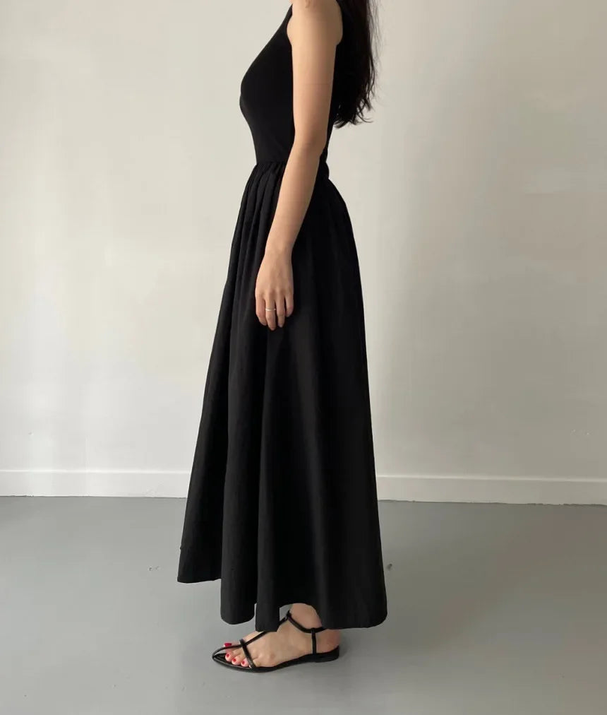 Ärmelloses elegantes langes Kleid schwarz - Marie