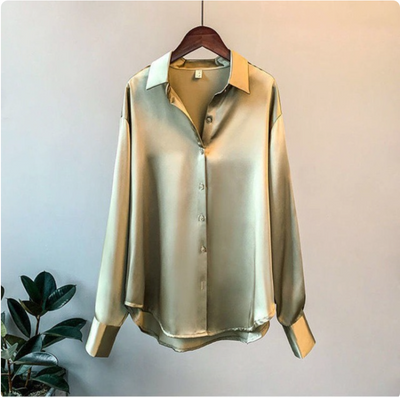 Zhania | Elegante Satinbluse mit langen Ärmeln