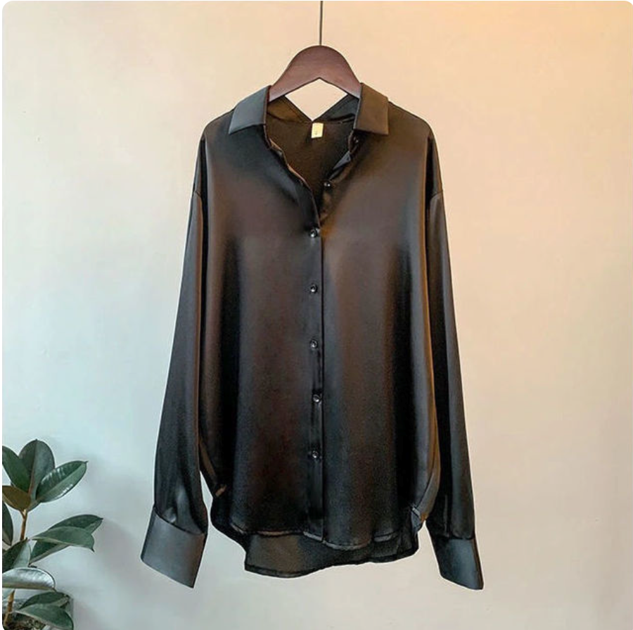Zhania | Elegante Satinbluse mit langen Ärmeln