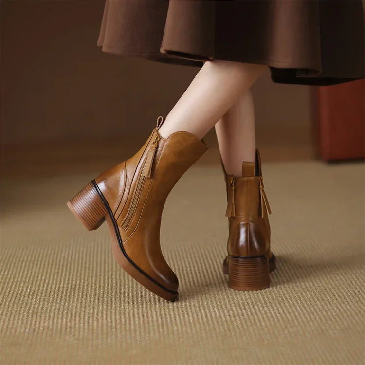 Cori | Lederstiefel mit Reißverschluss