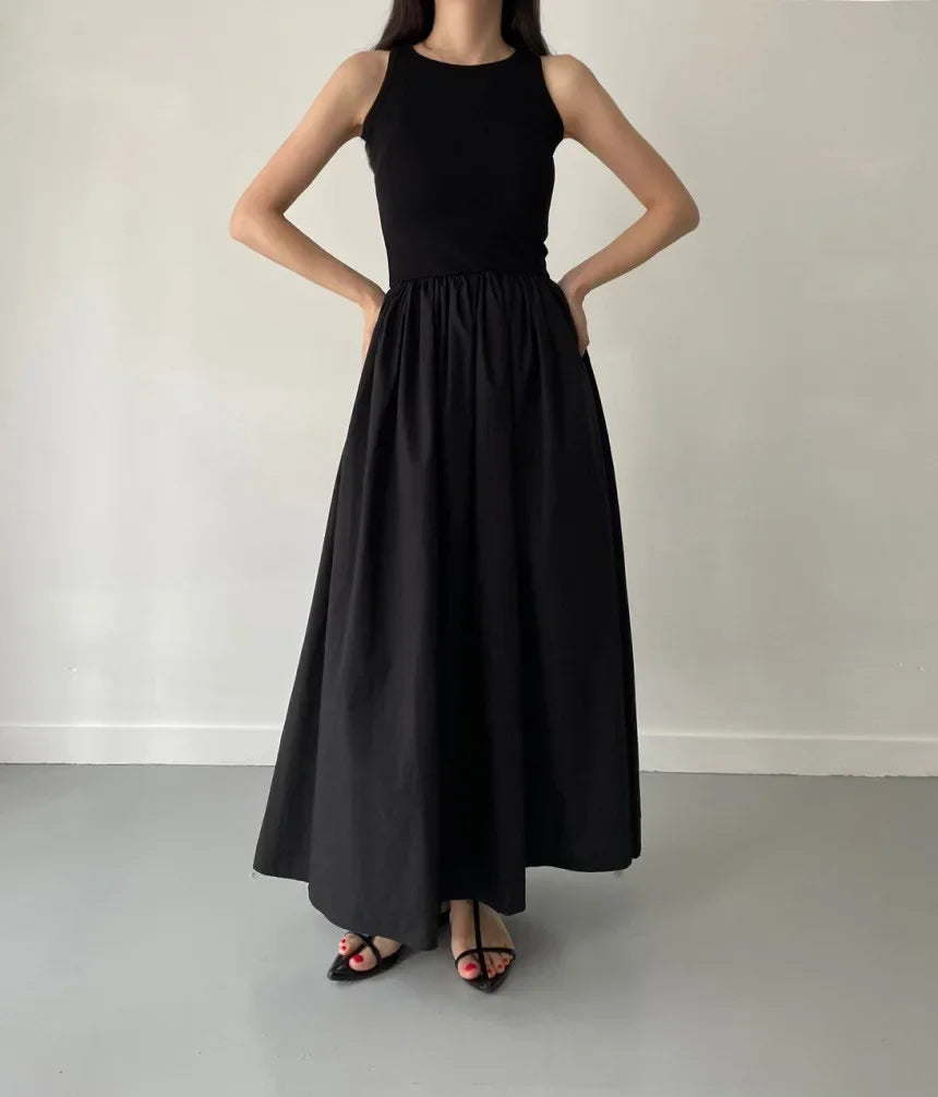 Ärmelloses elegantes langes Kleid schwarz - Marie