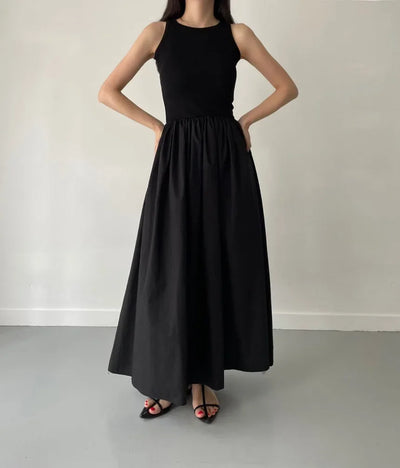 Ärmelloses elegantes langes Kleid schwarz - Marie