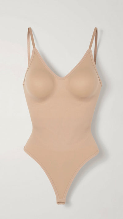 Nahtloser Tanga-Bodysuit mit tiefem Rücken