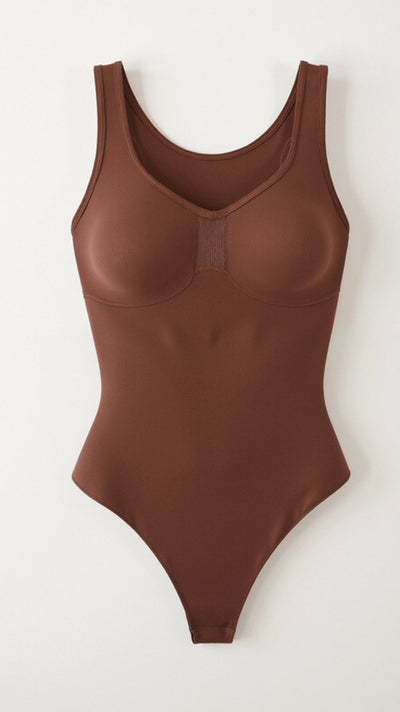 Nahtloser Tanga-Bodysuit mit U-Ausschnitt