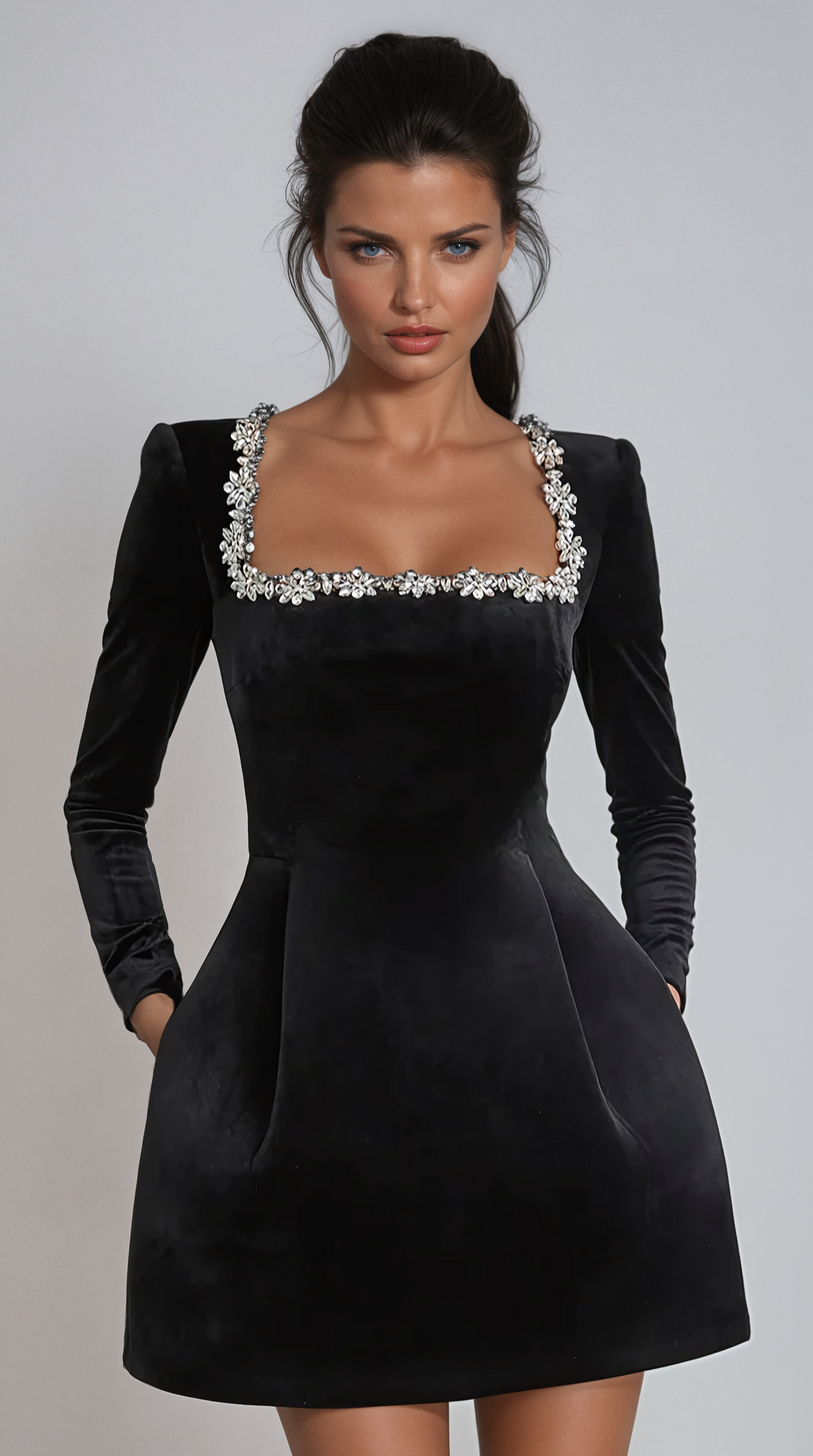 Tazari™ | Minikleid mit verziertem Ausschnitt