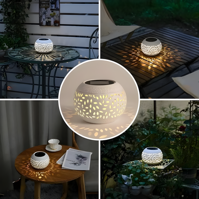 SunHollow Light – 2 Stück Solar-Tischlampen mit Ausgehöhltem Design