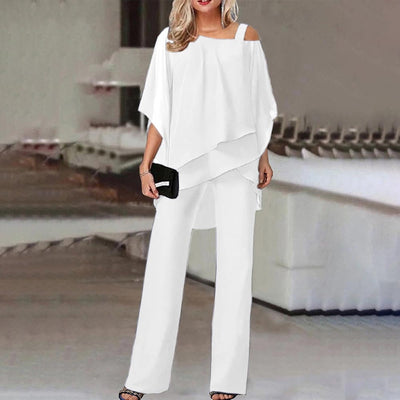 Zweiteiliger Jumpsuit mit schulterfreier Bluse
