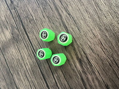 Set aus 4 leuchtenden Ventilkappen mit Logo – LuxaGlow