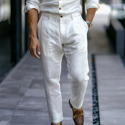 Herren Leinenhose gerade weiß elegant lässig - Adriano