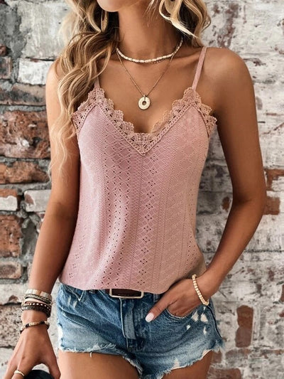 Ulahni | Damen Shirt mit V-Ausschnitt und Spitze