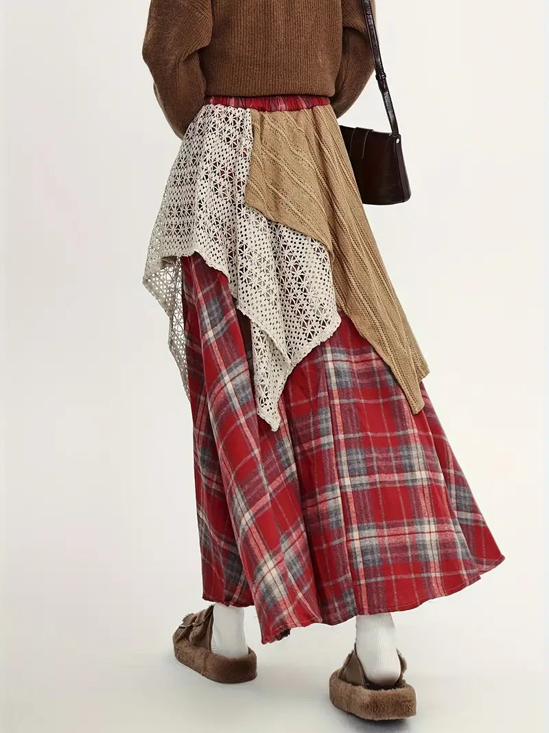 Asymmetrischer langer Trapezrock, elegant und modern, perfekt für einen trendigen, femininen Look