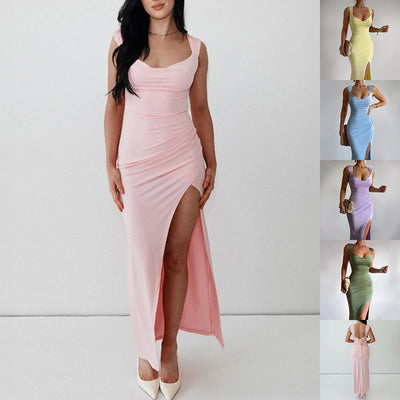 Deyanira | Ärmelloses Kleid mit Schlitz und Schnürung am Rücken