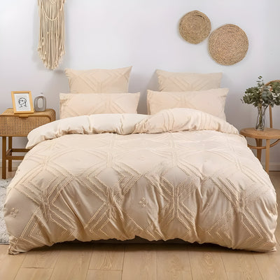 ZippWeave Bettwäsche-Set – Geometrisches Boho Tufted Duvet Bezug Set
