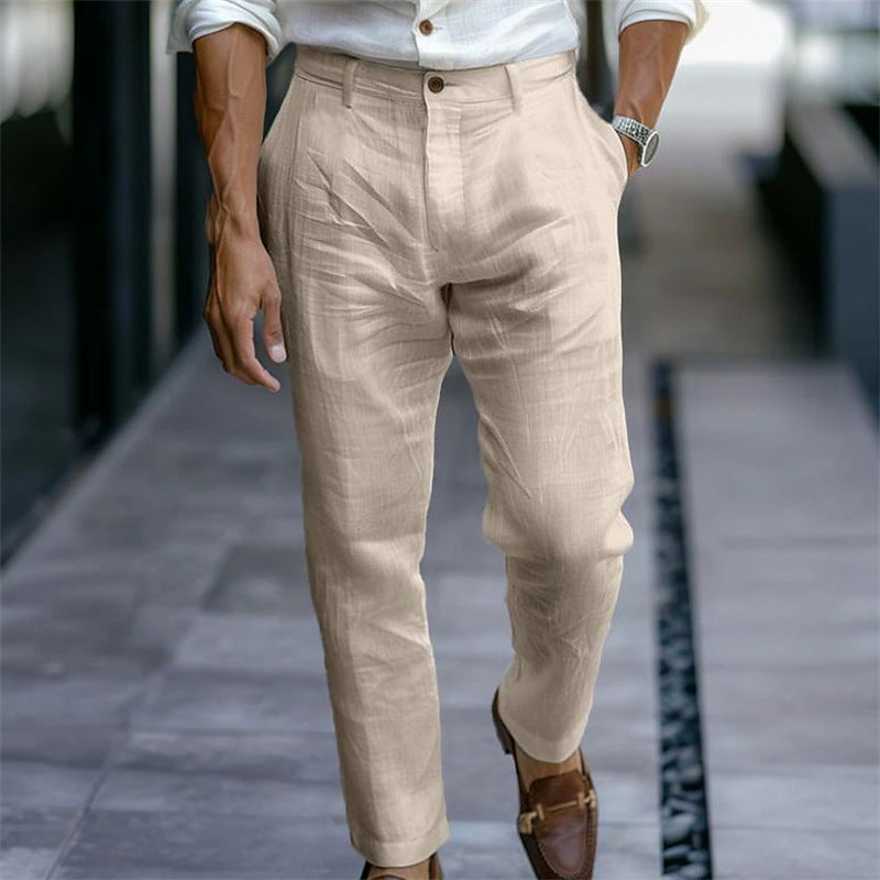 Herren Leinenhose gerade weiß elegant lässig - Adriano