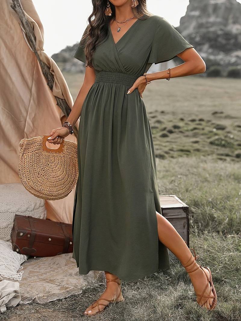 Lucy – elegantes kurzarmkleid mit chorkragen