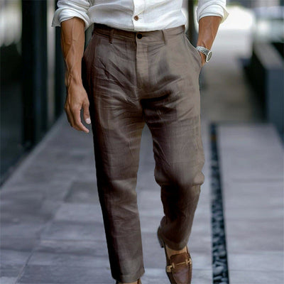 Herren Leinenhose gerade weiß elegant lässig - Adriano
