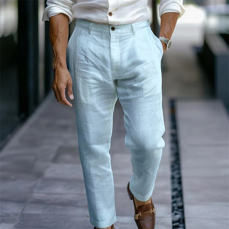 Herren Leinenhose gerade weiß elegant lässig - Adriano