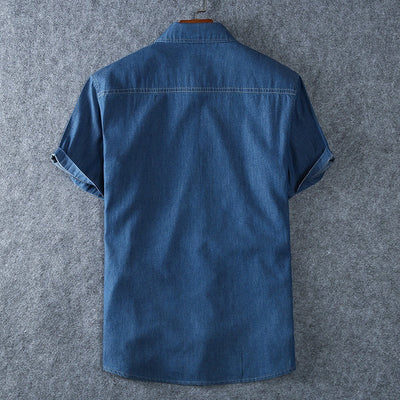 Herren Jeanshemd kurzarm Baumwolle blau - Denver