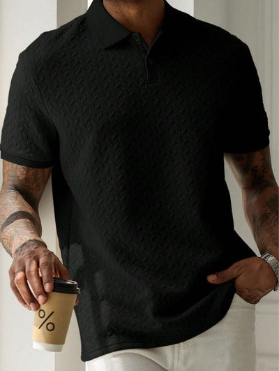 Geometrisch strukturiertes Herren-Poloshirt in Creme - Edgar