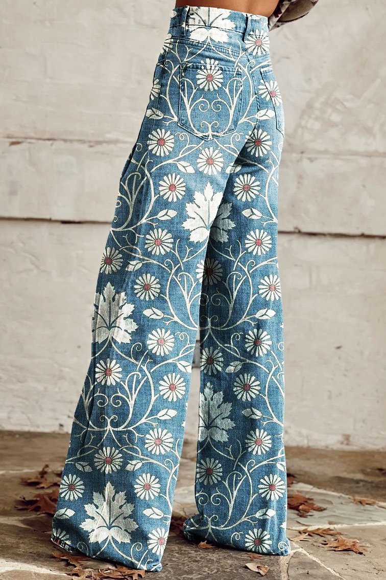 Teresa | Schlaghose mit Gänseblümchen-Print