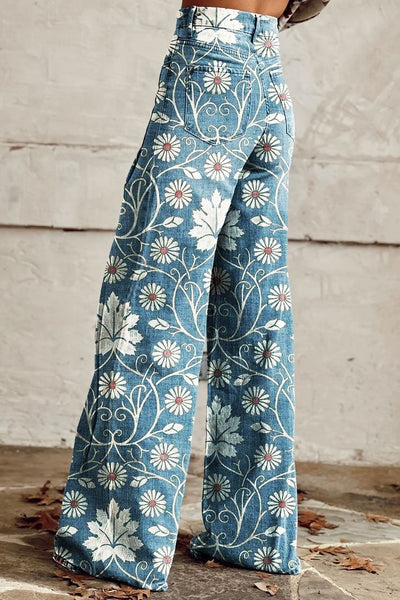 Teresa | Schlaghose mit Gänseblümchen-Print