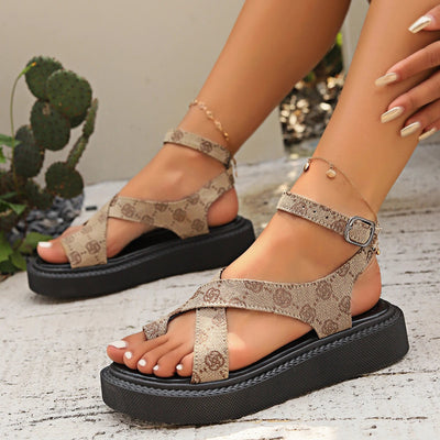 Damen Plateausandalen mit Leopardenmuster - Nairi