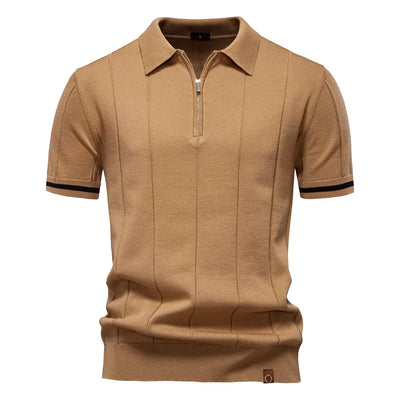 Herren sportliches Poloshirt kurzarm Reißverschluss weiß elegant - Leandro