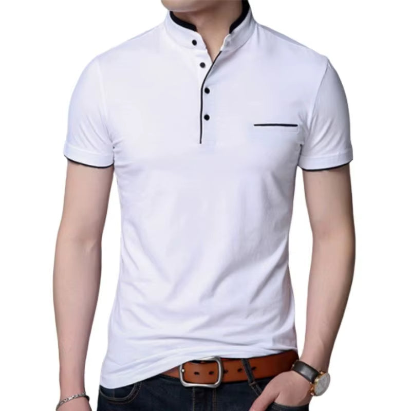 Herren-Poloshirt mit kontrastierenden Knöpfen in elegantem Schwarz - Dante