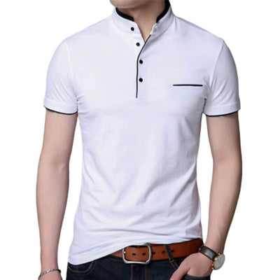 Herren-Poloshirt mit kontrastierenden Knöpfen in elegantem Schwarz - Dante