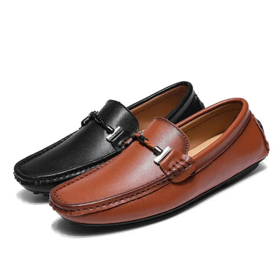 Atmungsaktive Leder Herren Slipper sportlicher Stil schwarz - Veron