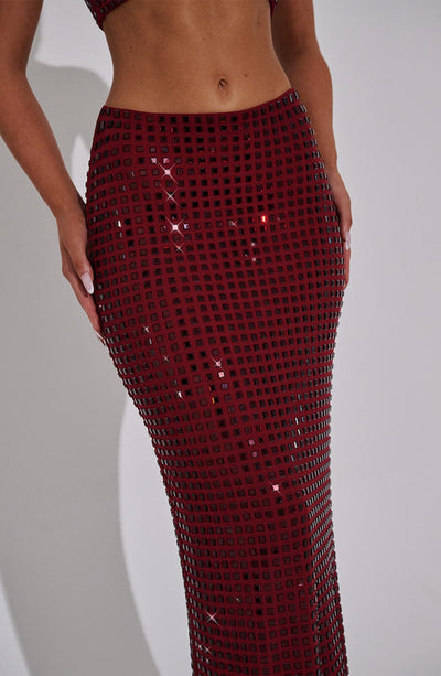 Wine-Colored Dimity Maxi Skirt