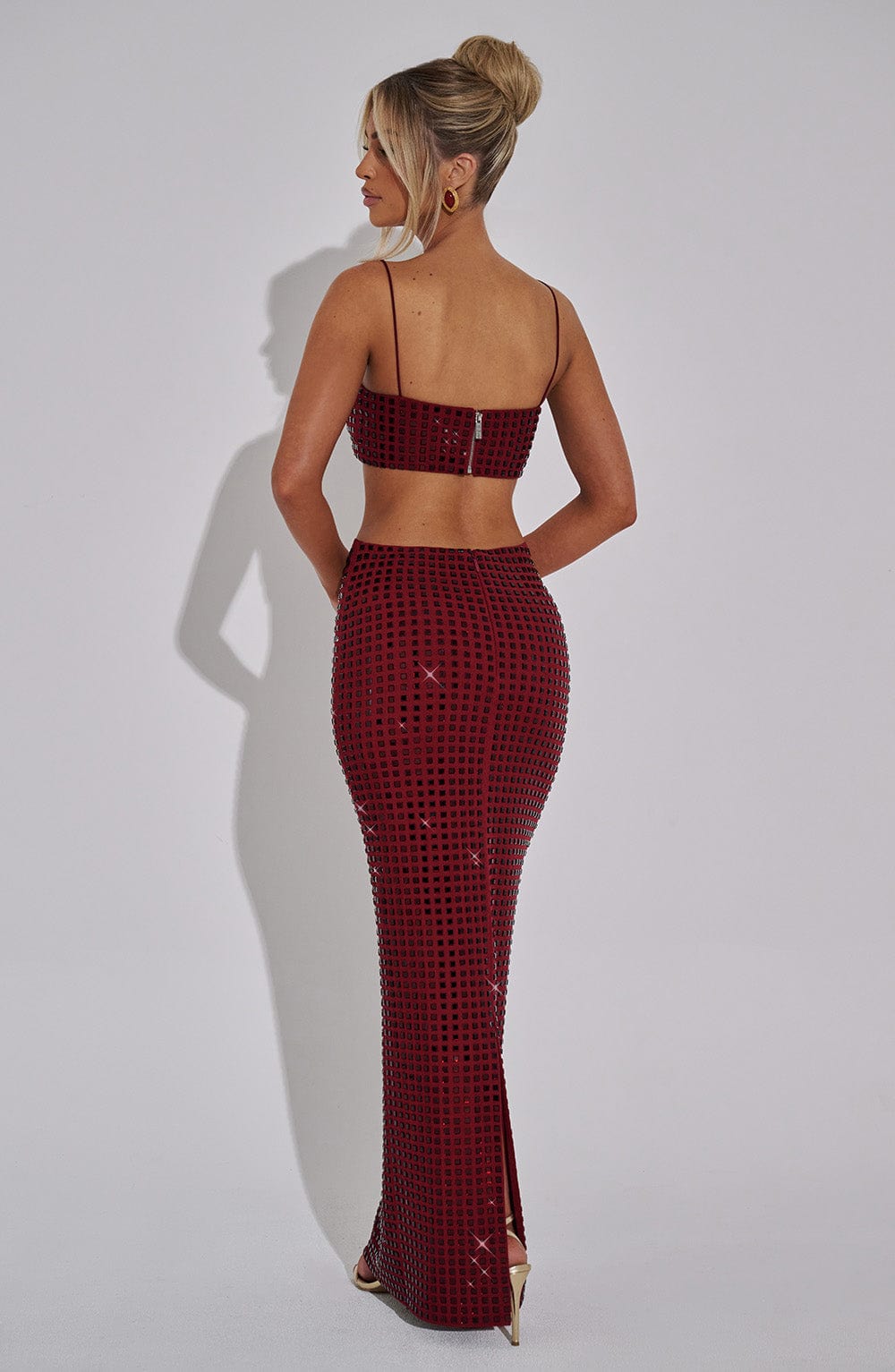 Wine-Colored Dimity Maxi Skirt
