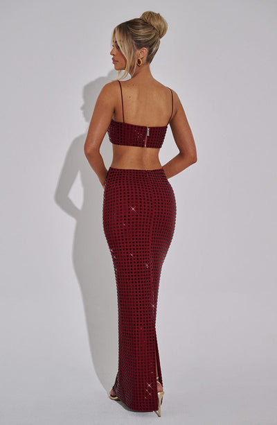 Wine-Colored Dimity Maxi Skirt