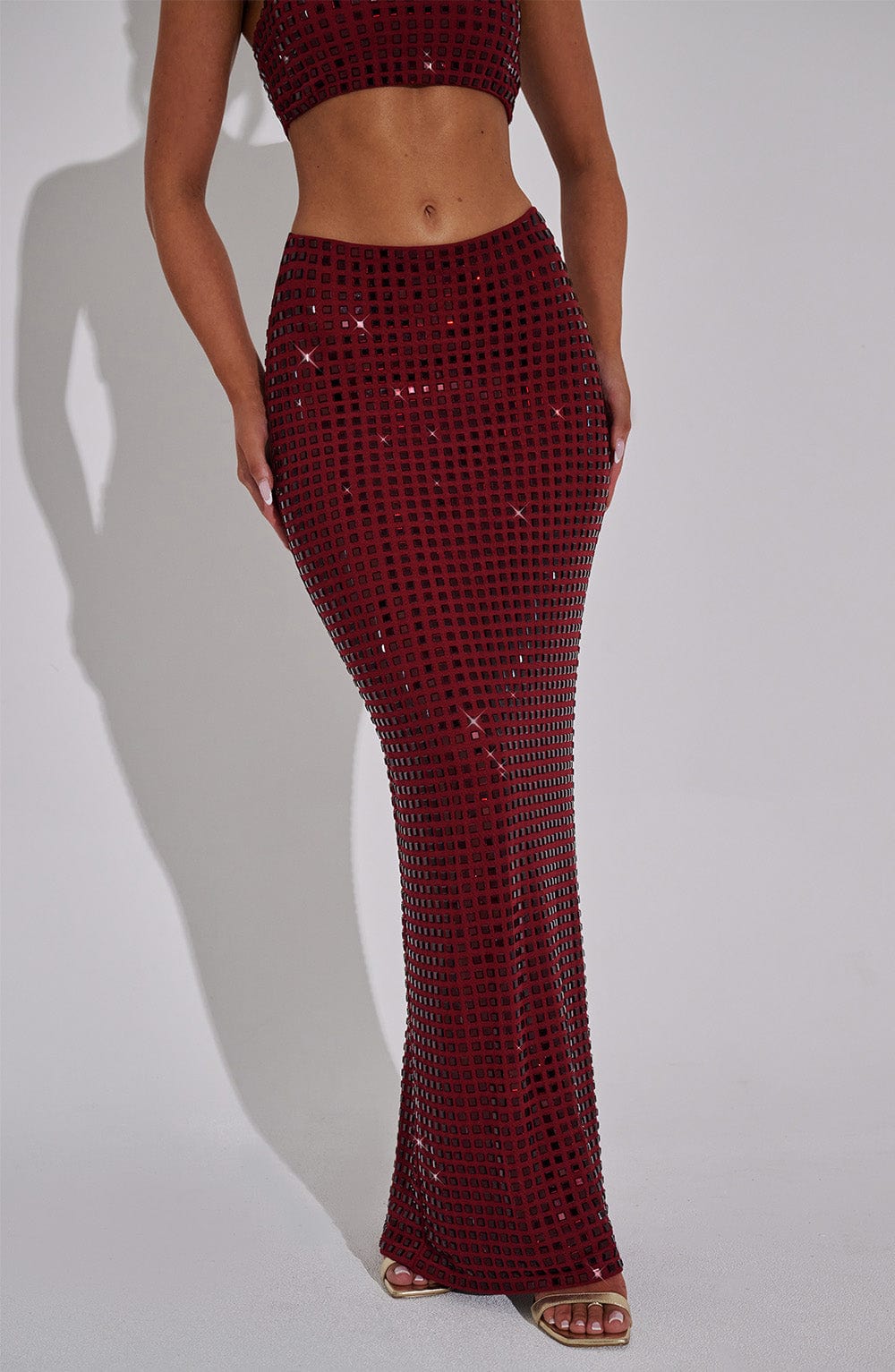 Wine-Colored Dimity Maxi Skirt