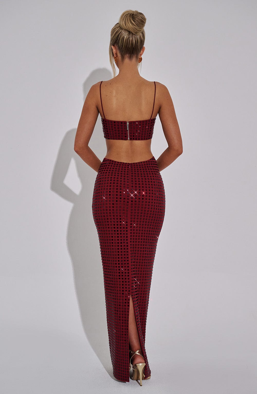 Wine-Colored Dimity Maxi Skirt