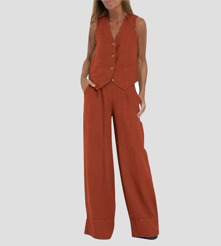Aira™ - Knopfmantel & Weite-Hosen Set