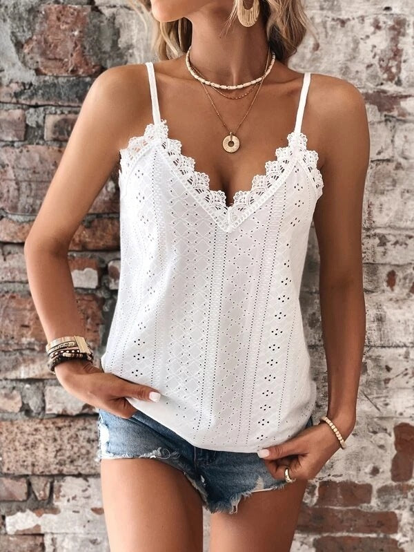 Ulahni | Damen Shirt mit V-Ausschnitt und Spitze