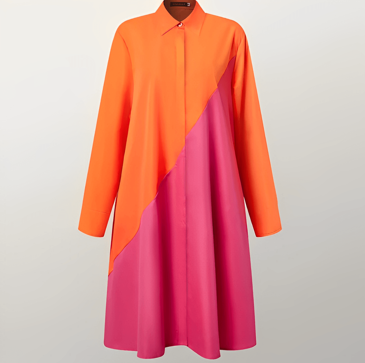 Modernes hemdblusenkleid mit umlegekragen & dreiviertelärmel